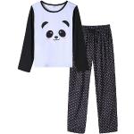 Hauts de pyjama noirs en polyester à motif pandas Taille M look fashion pour femme 