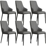 Chaises en cuir grises en cuir synthétique en lot de 6 modernes 
