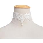 Colliers blancs en dentelle à perles en dentelle look gothique pour femme 
