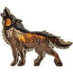 Affiches de paysage marron en bois à motif loups 