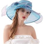 Serre-têtes chapeaux de mariée bleus à fleurs en organza Tailles uniques look fashion pour femme 