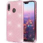Coque Huawei P20 roses en silicone à strass type slim 