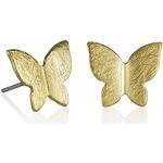 Clous d'oreille, puces d'oreille en métal finition brossée à motif papillons 9 carats look fashion pour femme 