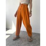 Pantalons en lin orange en viscose Taille XS look fashion pour femme 