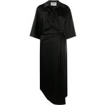 Robes de cocktail Nanushka noires en satin éco-responsable à manches courtes pour femme 