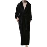 Nanxson Robe de Chambre Peignoir long Hiver en Flanelle Chaude pour Femmes Hommes SYW0069 (XL, noir)