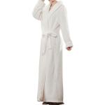 Nanxson Robe de Chambre Peignoir long Hiver en Flanelle Chaude pour Femmes Hommes SYW0069 (M, blanc)