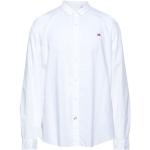 Chemises unies Napapijiri blanches en coton à manches longues Taille S classiques pour homme en promo 