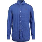 Chemises unies Napapijiri bleu électrique en toile à manches longues Taille M classiques pour homme 