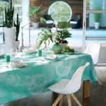Linge de table Garnier Thiebaut turquoise made in France 