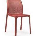 Chaises de jardin design orange corail en fibre de verre en lot de 4 