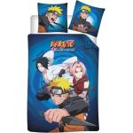 Manga Déco - Parure de Lit Coton Enfant Naruto et Sakura - Housse de Couette 140x200 Taie 65x65 cm - Bleu