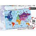 Puzzles Nathan imprimé carte du monde 250 pièces en promo 