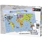 Puzzles Nathan imprimé carte du monde 150 pièces 