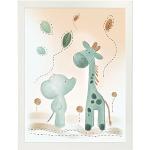 Cadres photos Nattou beiges en papier à motif éléphants 30x40 