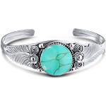Bracelets manchette Bling Jewelry turquoise en argent à motif fleurs look fashion pour femme 
