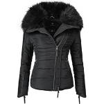 Vestes d'hiver Navahoo noires en cuir synthétique avec col en fourrure Taille XL look Rock pour femme 