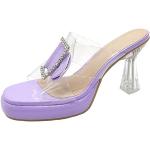 Sandales à talons violettes à bouts carrés pour pieds larges Pointure 36 look casual pour femme 