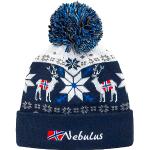 Nebulus Inverno Bonnet unisexe avec pompon Motif norvégien, Bleu marine/blanc, Taille unique