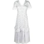 Needle & Thread robe en tulle Primrose à fleurs brodées - Gris