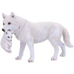 Statuettes blanches en résine à motif loups de 30 cm 