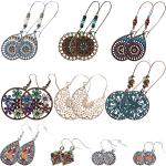Boucles d'oreilles multicolores en métal à perles ethniques en lot de 10 style bohème pour femme 