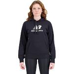 Sweats New Balance Essentials noirs à logo en éponge à capuche à manches longues Taille S look sportif pour femme 