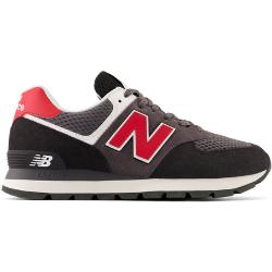 New Balance Homme 574 Rugged en Noir/Rouge, Suede/Mesh, Taille 40 Large