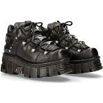 NEW ROCK Platform Shoes Lacets Black Tower Iconic Black Men M.106-C66 Boots 46