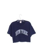 Chemises vintage bleues en coton à New York Tailles uniques petite look sportif pour femme 