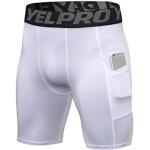 Shorts de compression blancs camouflage en toile stretch Taille S plus size look fashion pour homme 
