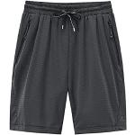 Shorts de basketball gris foncé à carreaux en polyester respirants Taille XL plus size look casual pour homme 