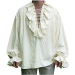 Chemises beiges en flanelle à volants en lin One Piece à manches courtes Taille L plus size look casual pour homme 