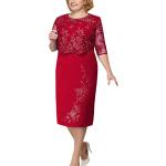 Robes de soirée longues rouges à fleurs à paillettes au genou à manches longues Taille XL plus size steampunk pour femme en promo 