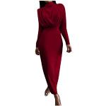 Robes de soirée longues de mariée d'automne rouges imprimé africain en jersey en gore tex à sequins à motif Afrique midi à manches longues Taille S look fashion pour femme 