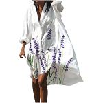 Ni_ka Robe Imprime Floral Femme Grande Taille Chic Et Glamour Cardigan à Manches Longues avec Boutons Robes Chemise Ample IrréGulier Noir Gris Taille S à 5XL (W-01, XXL) 44587