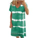 Robes d'été de mariée vert d'eau à rayures en cuir synthétique à motif Afrique à manches courtes à col en V Taille M plus size look casual pour femme 