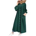 Robes en dentelle vintage de soirée vertes à carreaux en mousseline à paillettes à motif Afrique maxi à manches longues Taille 3 XL plus size look hippie pour femme 