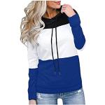 Sweats zippés bleus à motif lapins à capuche à manches longues Taille L plus size look color block 