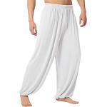 Pantalons de randonnée blancs à carreaux en toile stretch Taille M plus size look casual pour homme 