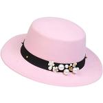 Chapeaux Fedora roses en feutre à perles Tailles uniques look fashion pour femme 