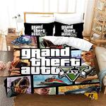 NICHIYO Grand Theft Auto Parure de lit 3 pièces en microfibre avec housse de couette et 2 taies d'oreiller Impression numérique 3D GTA1, King 220 x 240 cm