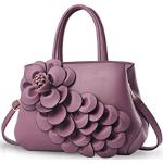 Sacs à main violets à fleurs en cuir à motif fleurs en cuir synthétique look fashion pour femme 