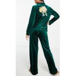 Pyjamas en velours verts en velours Taille M classiques pour femme en promo 