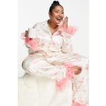Pyjamas roses en satin à motif flamants roses Taille 3 XL plus size pour femme 