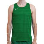 Maillots de running Nike Miler verts en polyester respirants sans manches à col en U Taille S pour homme 