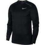 Maillots de running Nike Miler noirs en polyester respirants à manches longues à col rond Taille L pour homme en promo 