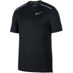 Maillots de running Nike Miler noirs en polyester respirants à manches courtes à col rond Taille S pour homme en promo 