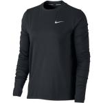 Maillots de running Nike Element noirs en polyester respirants à manches longues à col rond Taille L pour femme en promo 