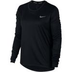 T-shirts Nike Miler noirs en polyester à manches longues respirants à manches longues à col rond Taille XS pour femme en promo 